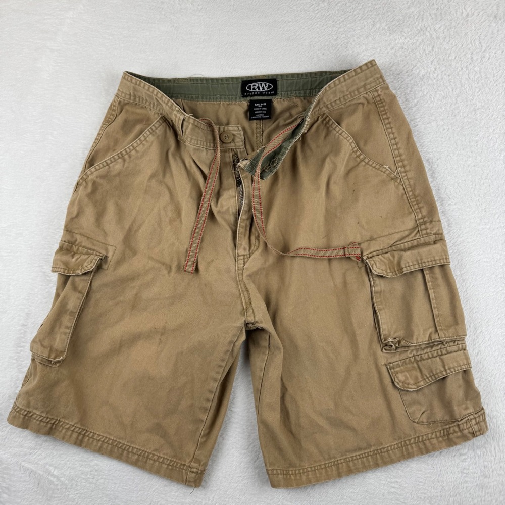 Rugged Wear Cargo Shorts‎ Mens 36 Tan Khaki Cotton Multi Pocket Utility Outdoor